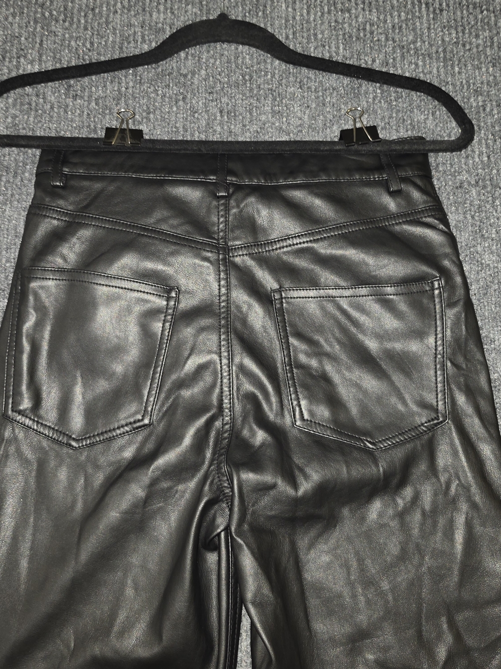 Zara Black Faux Leather Straight-Leg Pants - Picture 9 of 9